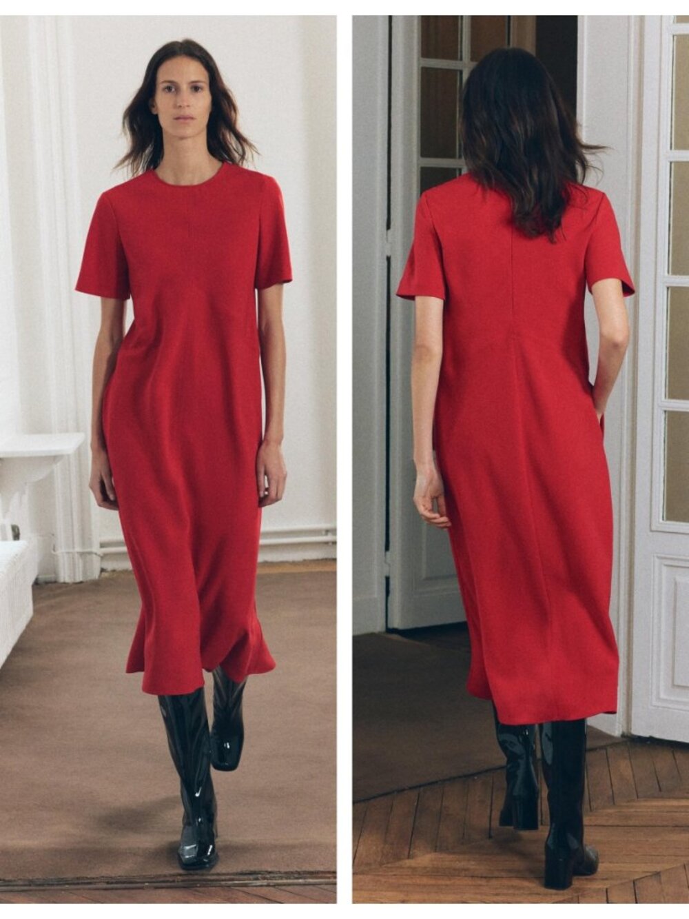 ZARA ZW Collection Red Swing Midi Dress New